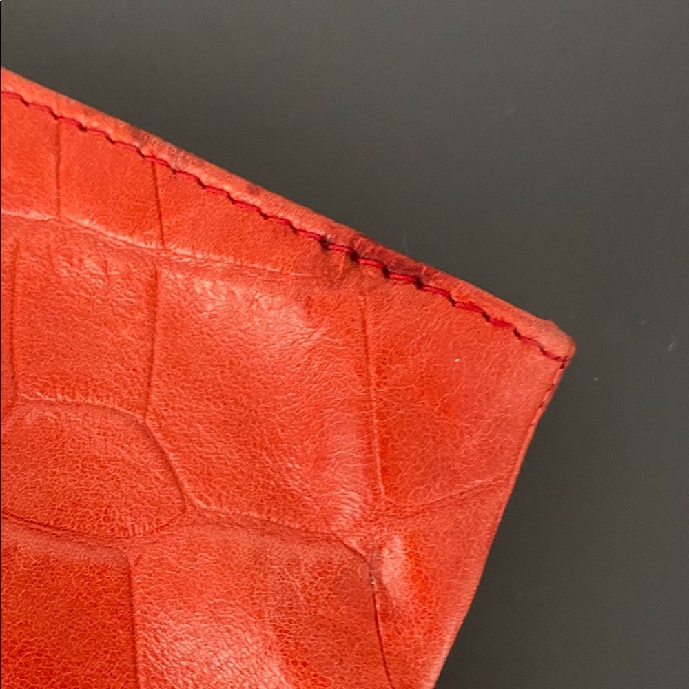Roberta Gandolfi Italian Made Tomato Red Orange leather tote handbag Vacation - Picture 10 of 15